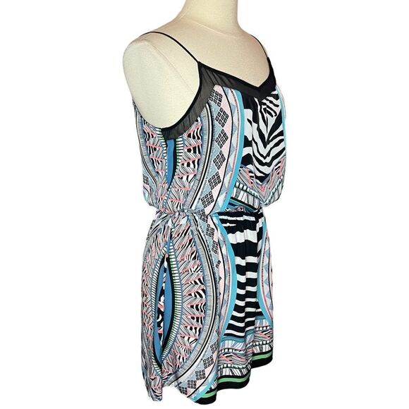 EXPRESS Zebra Geometric Print Mini‎ Slip Dress w/ Elastic Waist, Medium - Picture 3 of 8